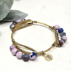 BOURBON and BOWTIES Sodalite Metal Wrap Bangle Bracelet‎